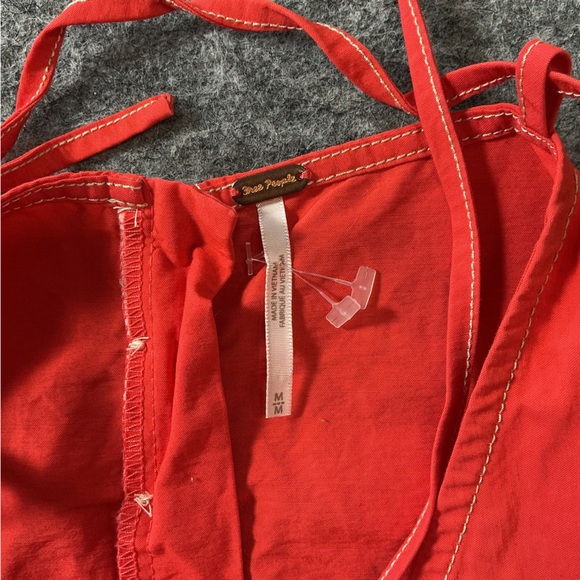 Free People Vibrant Red Mini Dress With Adjustable Straps Size M - Picture 3 of 4